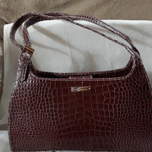 Liz Claiborne Brown Faux Crocodile Leather Purse Bag - Picture 2 of 9